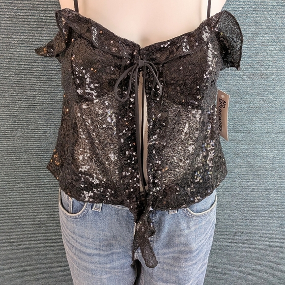Sequin Ruffle Tie-Front Cami - Picture 5 of 16